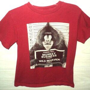 Keystone Safari Monkey Business Mandrill T-Shirt Boy's Youth Sz M Red Short Slv